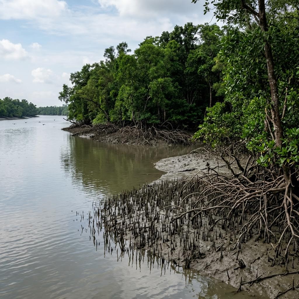Sundarban mangrove forest aerial view